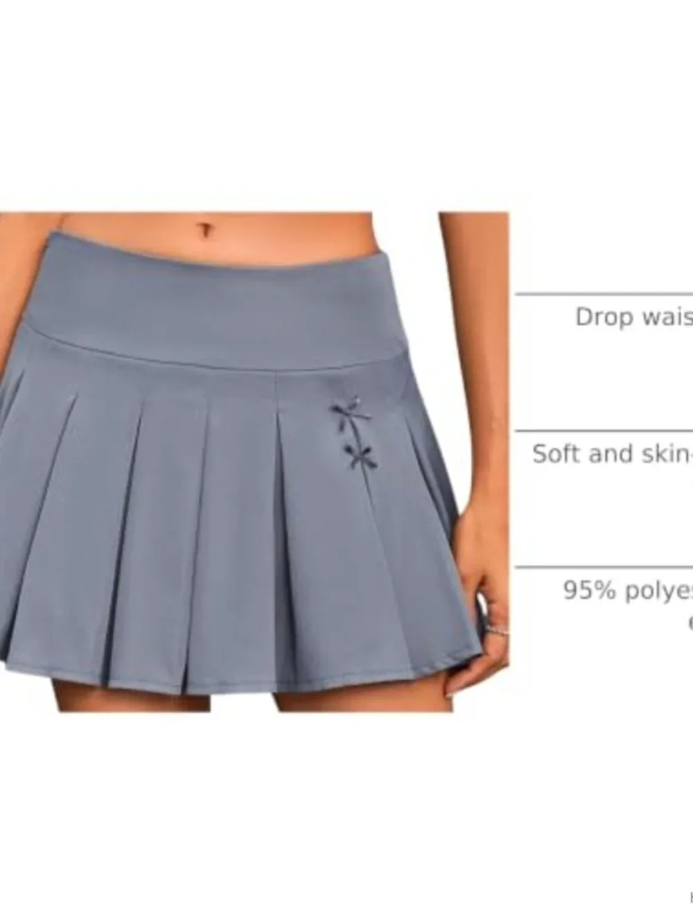 Pleated Mini Skirt Low Waist A Line Skater Skirt with Shorts Y2k Trendy